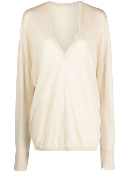  Quira V-neck Virgin-wool Jumper - Neutrals 