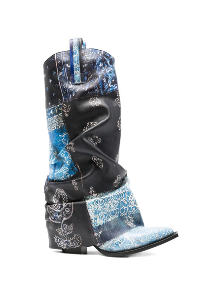  R13 Bandana Print Boots - Blue 
