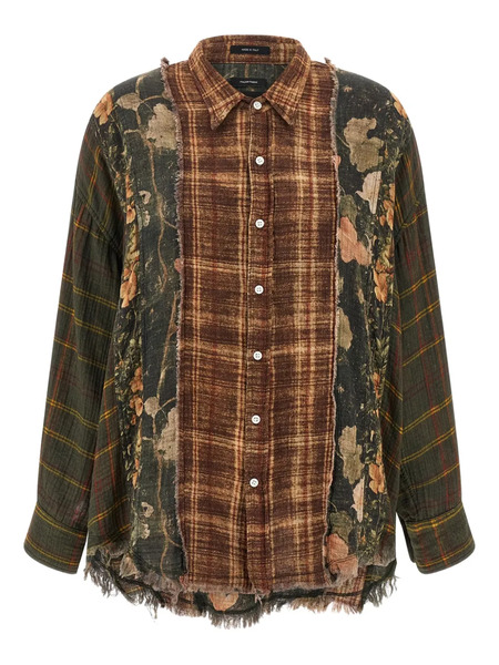  R13 Checked Frayed Shirt - Brown 
