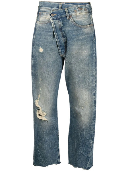  R13 Cropped Distressed Jeans - Blue 