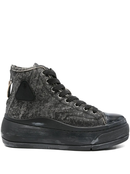  R13 Distressed Leather Sneakers - Black 