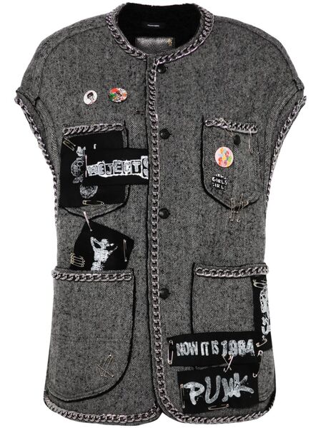  R13 Herringbone-pattern Sleeveless Jacket - Grey 