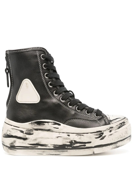 R13 Kurt Distressed-effect Sneakers - Black 