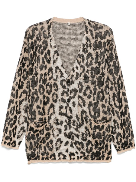  R13 Leopard-jacquard Cardigan - Brown 