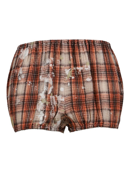  R13 Paint-splatter Plaid Bloomers - Orange 