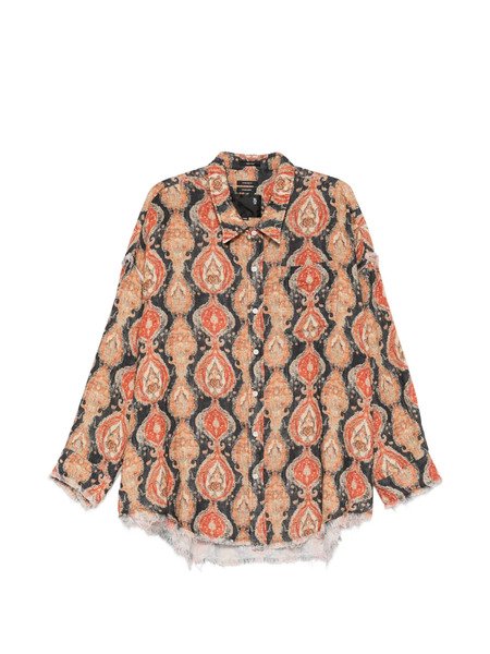  R13 Printed Frayed Shirt - Orange 