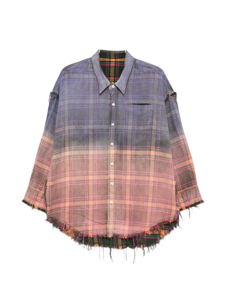  R13 Reversible Frayed Check Shirt - Purple 