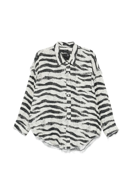  R13 Zebra Frayed Shirt - White 