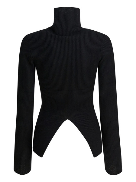  R2w Lesley Roll-neck Split-back Sweater - Black 