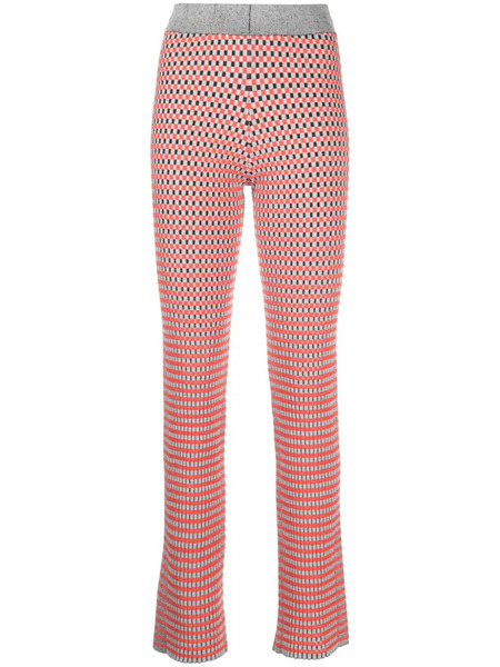 Rabanne Check-pattern Ribbed-knit Trousers - Orange 