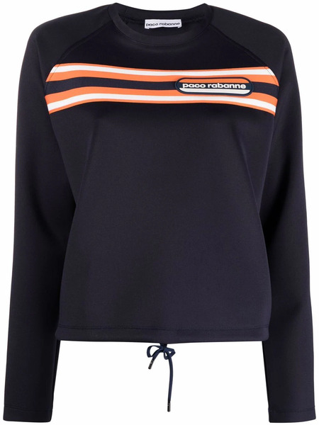  Rabanne Logo-patch Striped Sweatshirt - Blue 