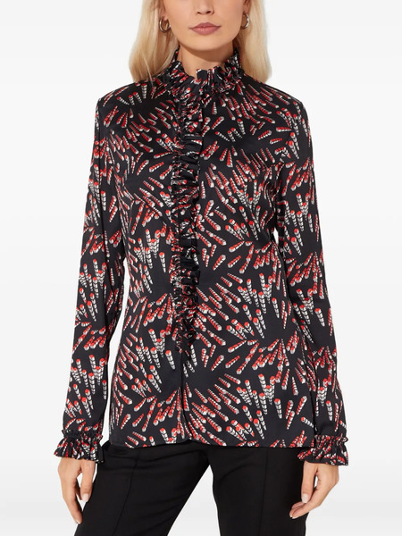  Rabanne Ruffled Patterned Blouse - Black 