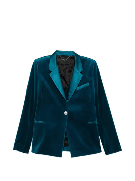  Rabanne Single-breasted Velvet Jacket - Blue 