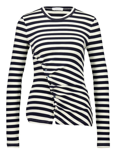  Rabanne Striped Button-detail Top - White 