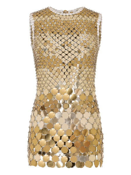  Rabanne Stud Assembly Mini Dress - Gold 