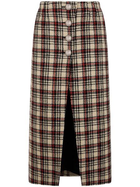 Rabanne Tartan-pattern Midi Skirt - Neutrals 