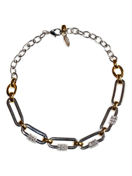  Rada' Bijoux Rectangle-stone Chain Necklace - Silver 