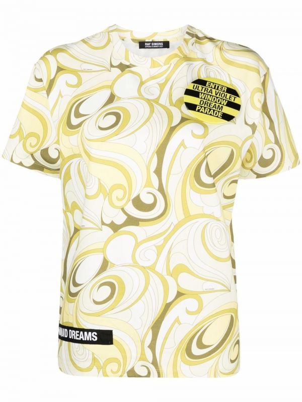  Raf Simons Abstract-print T-shirt - Yellow 