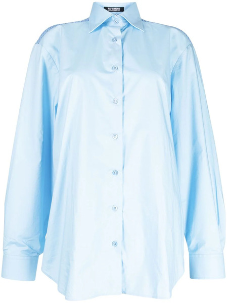  Raf Simons Mesh-panel Cotton-poplin Shirt - Blue 