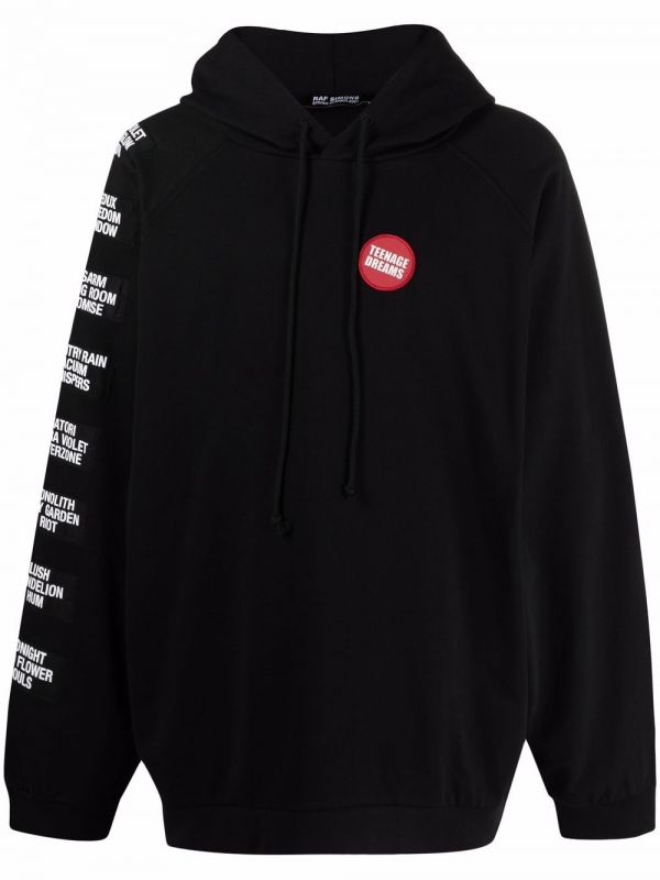  Raf Simons Oversized Patch-embellished Hoodie - Black 