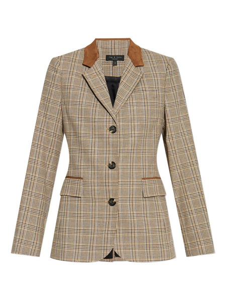  Rag & Bone Checked Suede-trimmed Jacket - Neutrals 