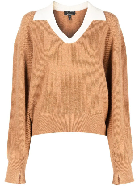  Rag & Bone Collared Cashmere Jumper - Brown 