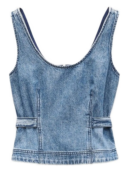  Rag & Bone Denim Belted Top - Blue 