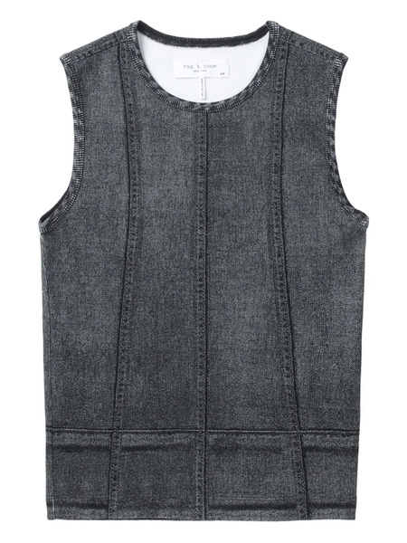  Rag & Bone Denim-print Panelled Tank Top - Black 