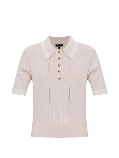  Rag & Bone Laurie Ribbed Button Polo Top - Pink 