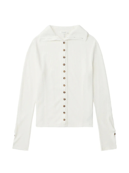  Rag & Bone Ribbed Buttoned Cardigan - White 