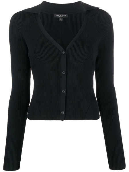  Rag & Bone Ribbed Knitted Cardigan - Black 