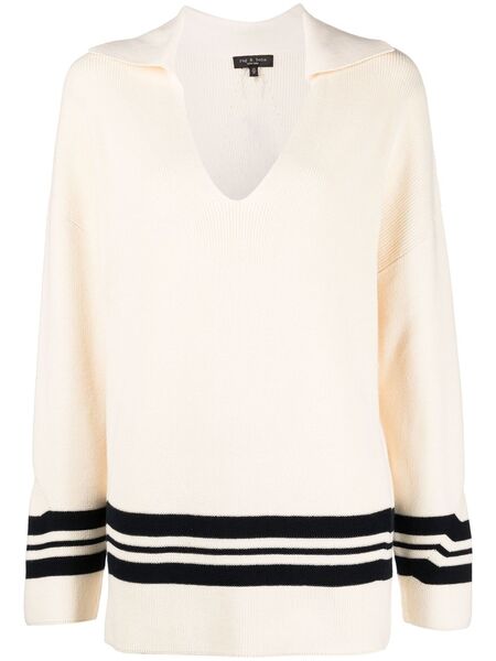  Rag & Bone Stripe-trim Oversized Jumper - Neutrals 