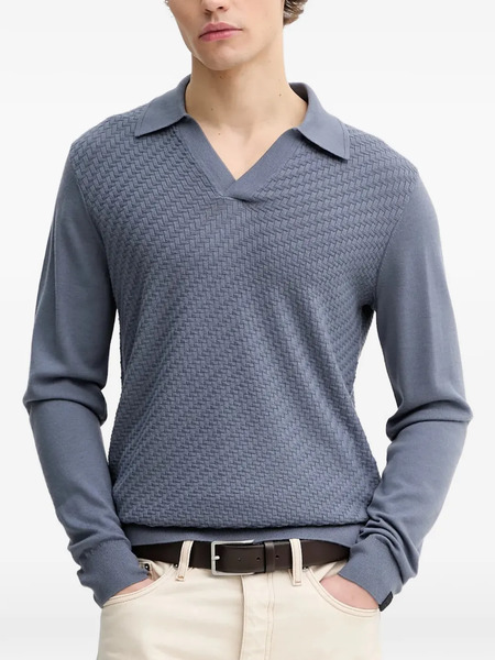  Rag & Bone Textured Polo Sweater - Blue 