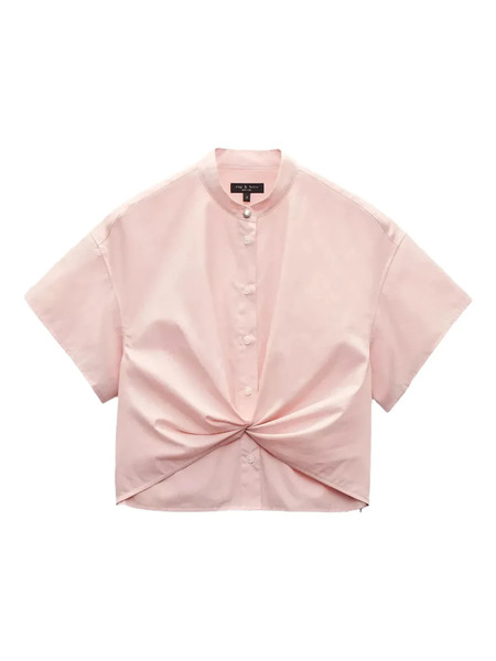  Rag & Bone Twist-front Short-sleeve Top - Pink 