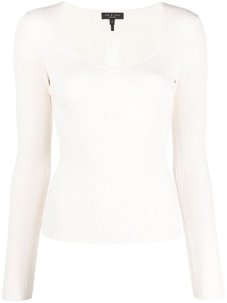  Rag & Bone U-neck Long-sleeved Top - Neutrals 