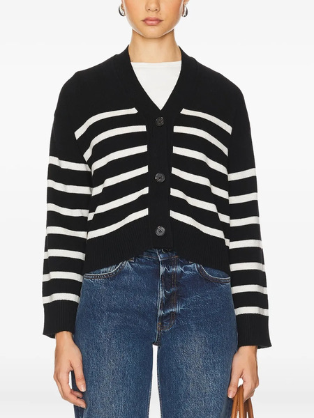  Rails Striped Button Cardigan - Black 