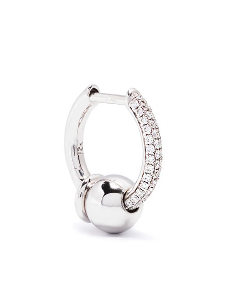  Rainbow K 14k White Gold Piercing Diamond Huggie Earring - Silver 