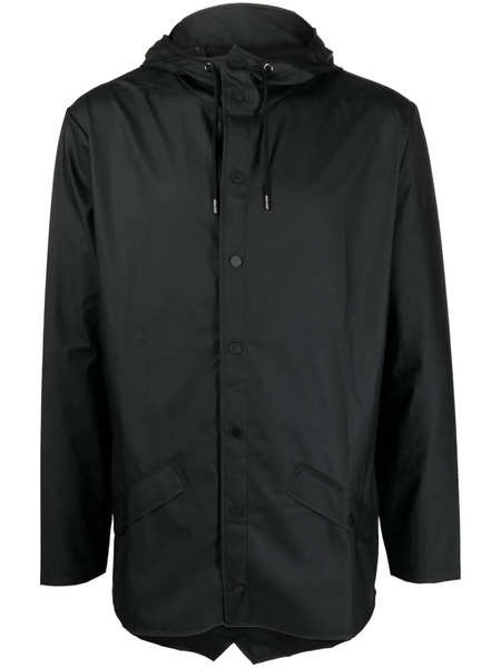  Rains Drawstring-hooded Buttoned Rain Jacket - Black 