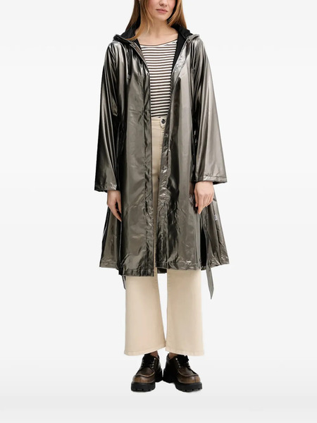  Rains Hooded Belted Coat - Grey 