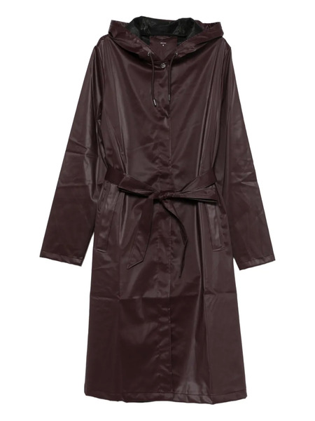  Rains Hooded Belted Jacket - Red 