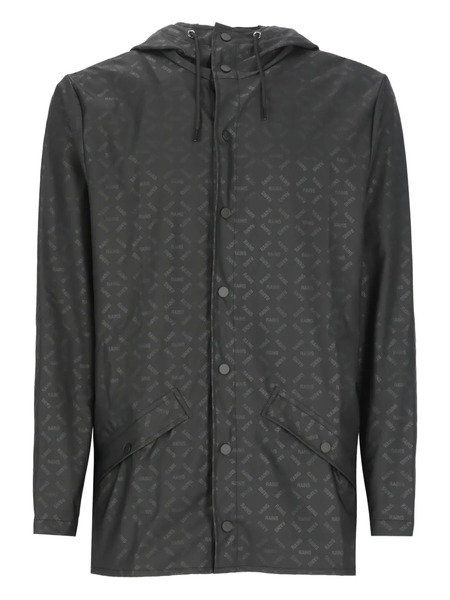  Rains Logo-pattern Hooded Jacket - Black 