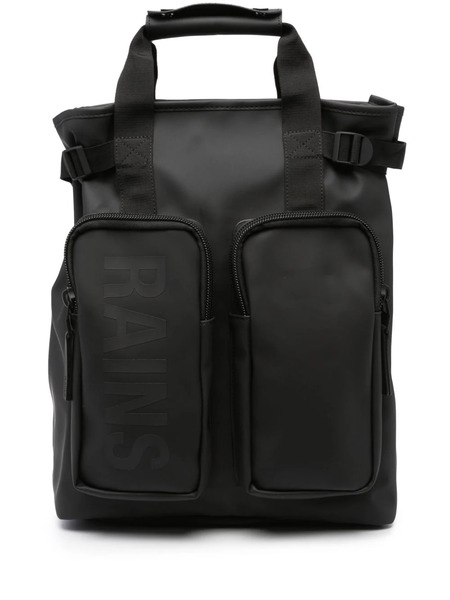  Rains Logo-print Multi-pocket Backpack - Black 