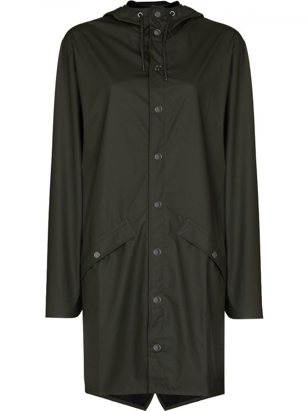  Rains Longer Drawstring-hood Raincoat - Green 