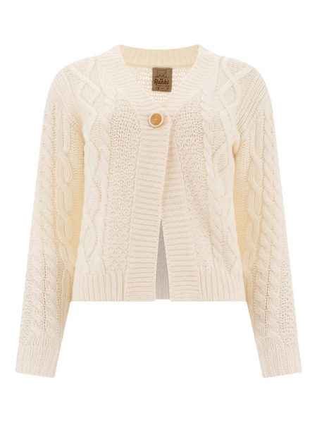  Rakki Cable-knit Button Cardigan - Neutrals 