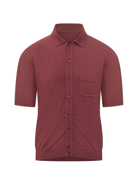  Rakki Chest-pocket Knitted Shirt - Red 