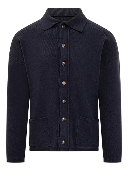  Rakki Collared Buttoned Cardigan - Blue 
