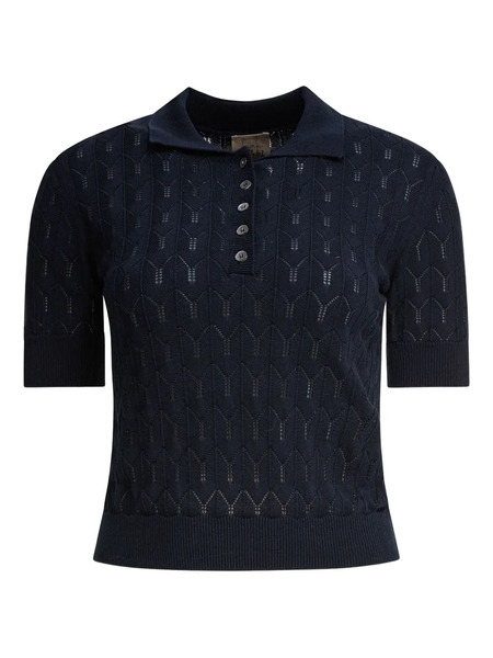  Rakki Knitted Polo Top - Blue 
