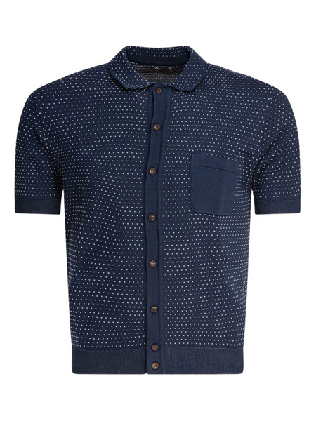  Rakki Polka-dot Button-down Shirt - Blue 