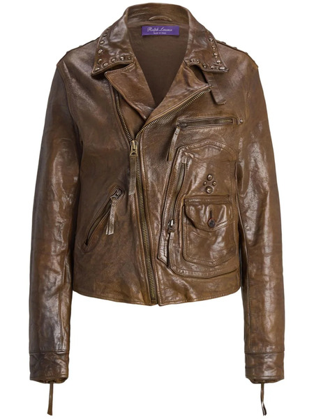  Ralph Lauren Collection Andrea Distressed Leather Jacket - Brown 
