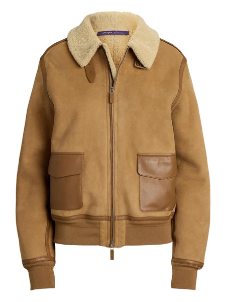  Ralph Lauren Collection Shearling-collared Bomber Jacket - Neutrals 
